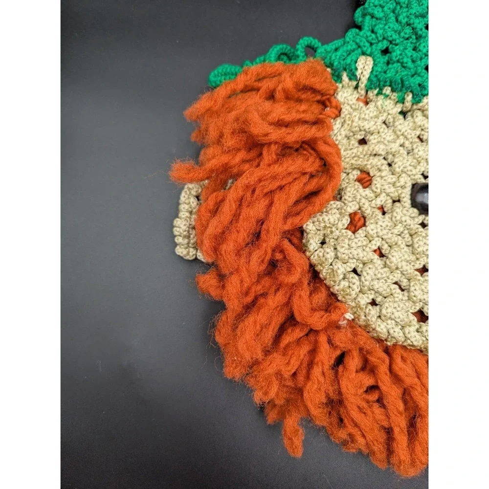 VTG LOVELY Macrame Wall Door Hanging Leprechaun St Patricks Day Irish 23